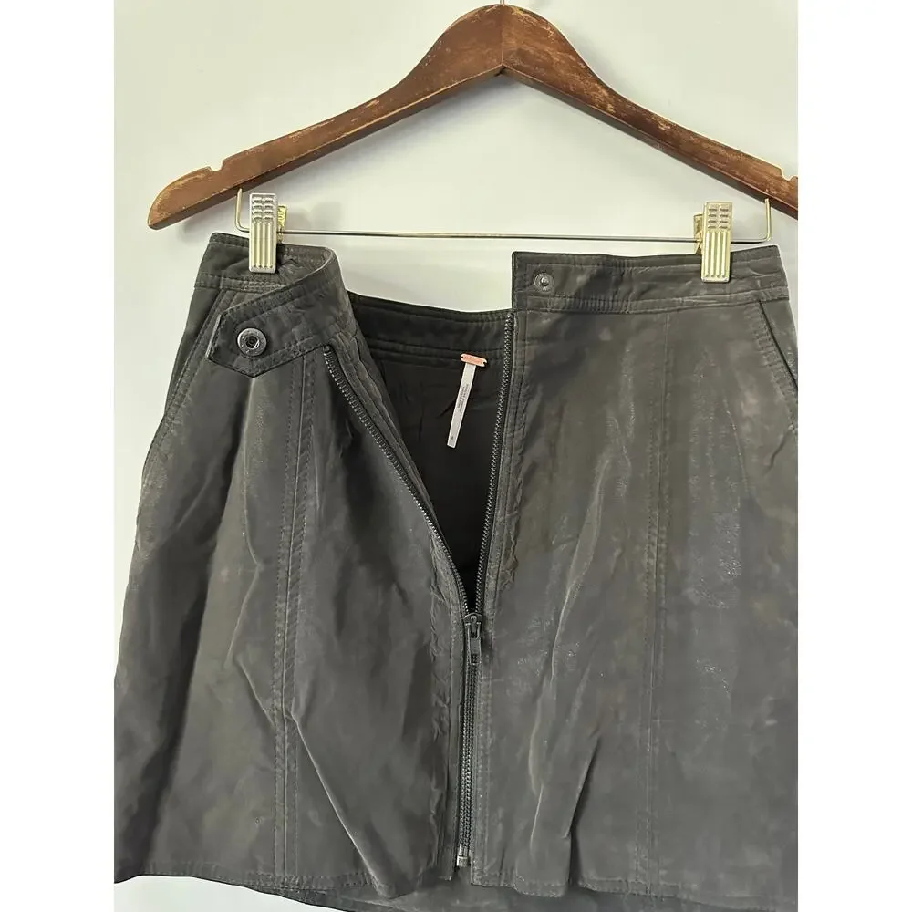 Free People Get Into the Grove Faux Suede Gray Mini Skirt size 6